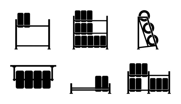 Black dumbbells and weight racks, graphic design, fitness and gym