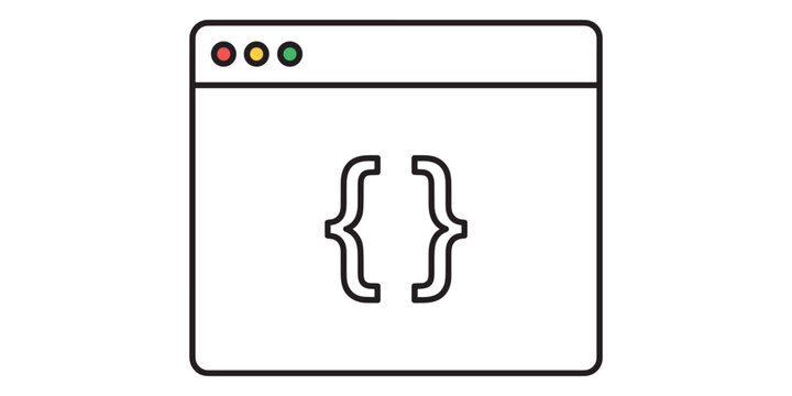 Web browser window icon with code brackets symbol