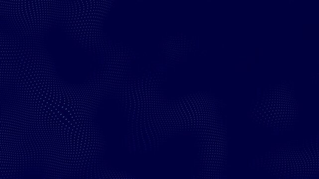 Matrix pattern grid of blue dots on dark background with elegant repeating minimalistic slow color and brightness animation. Dark navy