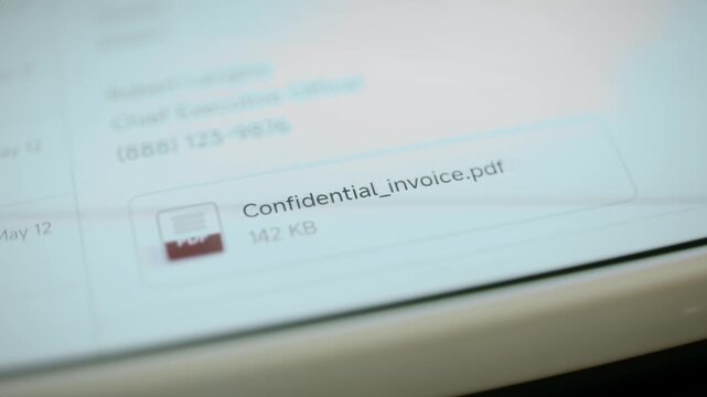 Confidential invoice attachment appears inside suspicious email