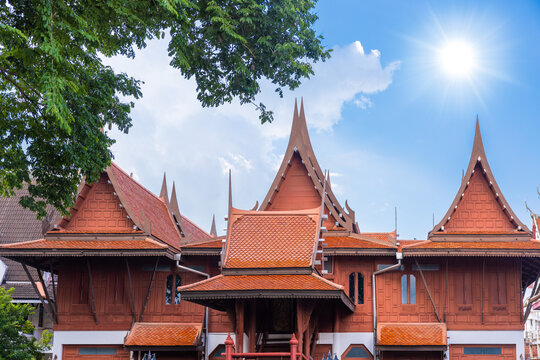 Traditional Thai House Wooden Architecture Heritage Culture High Roof Tip Building