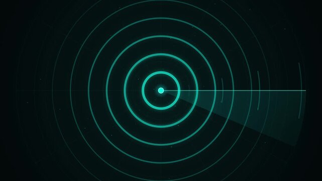 Visualization of Deep Sea Sonar Echo Pulse with Glowing Blue Waves in Underwater Abyss