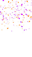 Fototapeta premium Orange and Purple Falling Confetti Particles Papers on transparent background,png Halloween Party celebration isolated vertical social media design element