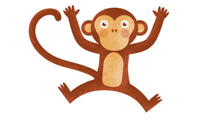 Cute brown monkey with big eyes and long tail, isolated on transparent background © Noah