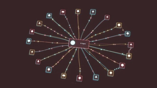 AI work framework links connections digital data algorithm able to loop endless 4k