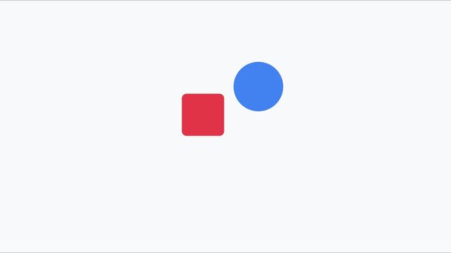 Minimalist motion with animated red square, blue circle, and green triangle shapes animation 4k motion geometric