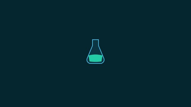 Minimalist science lab erlenmeyer flask animation with liquid level loading progress 4k chemistry