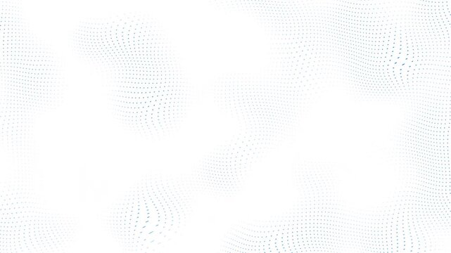 Minimal white abstract background with soft blue dotted waves forming a flowing data surface. Clean futuristic motion for technology and