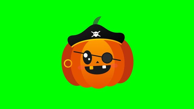 Halloween pirate pumpkin characters grid on green background