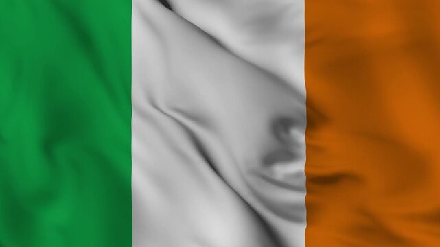 4K animation of the Irish national flag waving in the wind