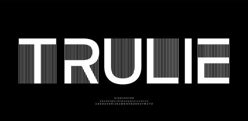 Plakat Abstract Fashion logo font alphabet. Minimal modern urban fonts for logos brand. Typography typeface uppercase lowercase and number. vector illustration
