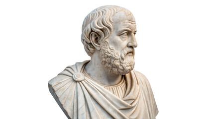 Fototapeta premium Ancient Greek philosopher Socrates marble bust statue isolated on transparent background.