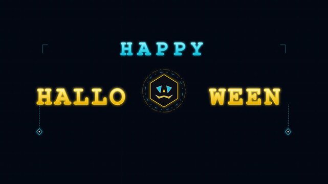 Happy halloween repeating text graphic animation on black background