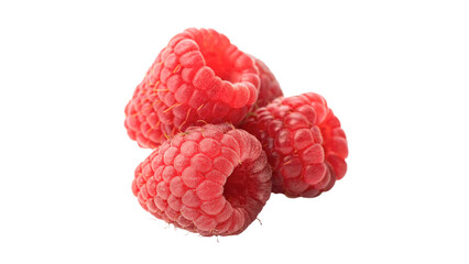 Small group of fresh sweet red garden raspberries isolated on transparent background. © Thomas Blake
