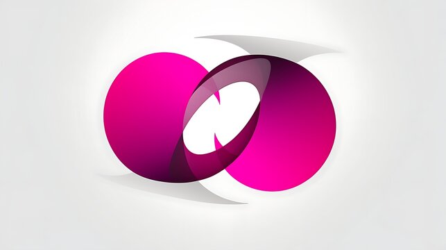 Creative magenta and dark overlapping circles logo design concept with modern fluid shapes and soft gradients on a clean background