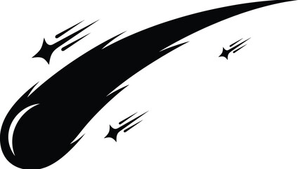 Falling comet with trailing stars is a black silhouette © Hiron