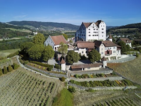 Baroque Wildegg Castle on the foothills of the Chestenberg, M&ouml;riken, Wildegg, Canton of Aargau, Switzerland