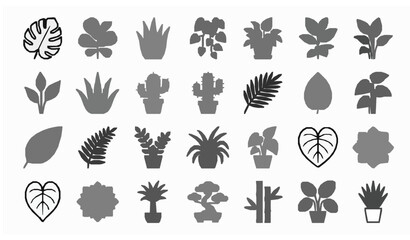 Fototapeta premium Modern Indoor Plant Icon Collection