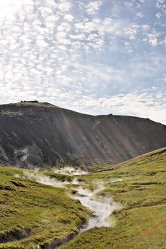 Steaming creek, Hengill geothermal area, Hverager&eth;i, Iceland, Atlantic Ocean
