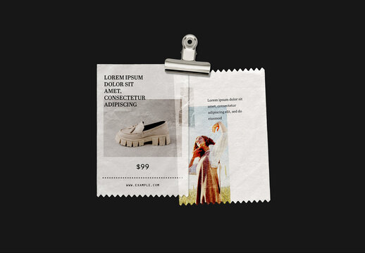 Torn Paper Mockup with Metal Clip