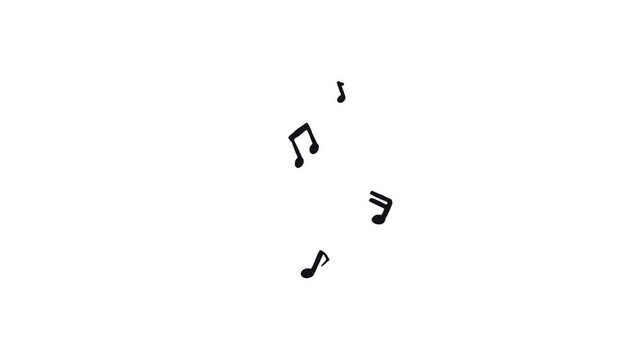 Music notes doodle animation floating musical symbols black sketch icon