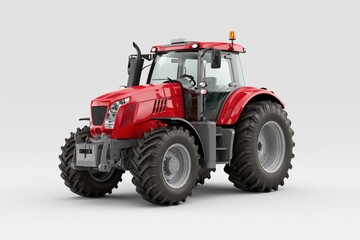 Fototapeta premium The Red Tractor in Studio Lighting Showcasing Modern Farming Machinery