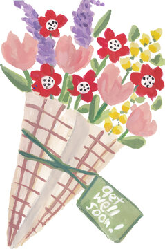 Get Well Soon Bouquet Illustration