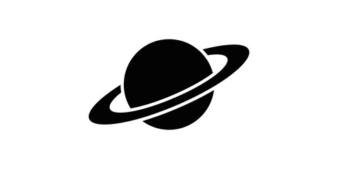 Planet saturn icon in black color for space and astronomy themed designs. © Shahmeer