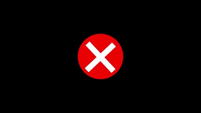 white wrong mark icon with white circle appearing on a black background. Loop cross wrong check mark, X cross Mark, Close cancel error symbol button indicating failed process or cancellation