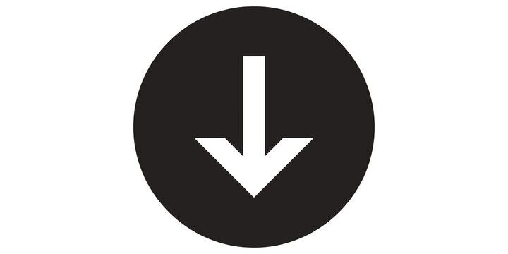 Black circle download button icon isolated for digital user interface web.