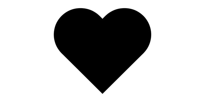 Symmetrical black heart shape graphic expressing love and affection.