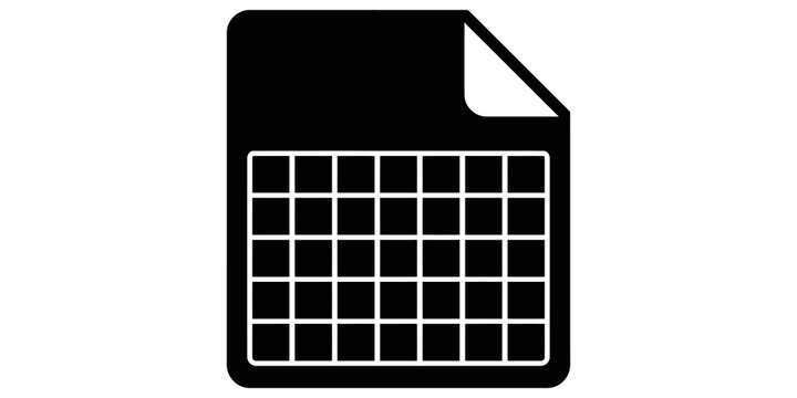 Black document page icon containing structured grid spreadsheet columns.