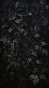 Acrylic paint of blackberries plant backgrounds scratched.