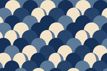 Obraz premium Geometric scallop pattern background in navy and cream