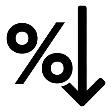 Percentage sign with downward arrow icon for economy