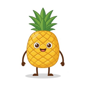 A cute and happy pineapple cartoon character mascot isolated on white background
