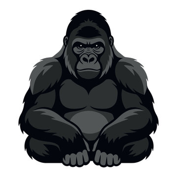 Angry gorilla mascot graphic with strong posture and fierce expression
