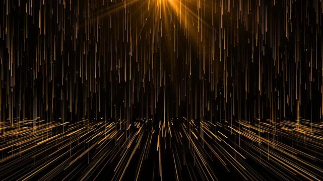 Falling gold particles flicker shimmer, Glowing luxury Shiny gold line