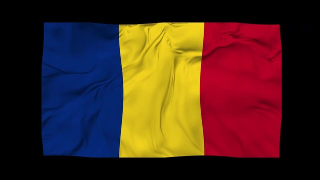 Romania Flag Waving Seamless Loop Animation in 4K UHD