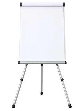 Blank flipchart easel stand for presentation and business meeting isolated on transparent background