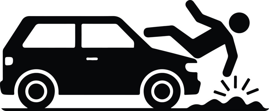 car person accident icon silhouette vector illustration 