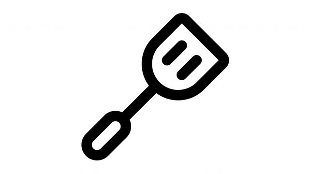 spatula animated Line Icons Premium 4K, Modern Minimal Outline Motion Graphics Collection