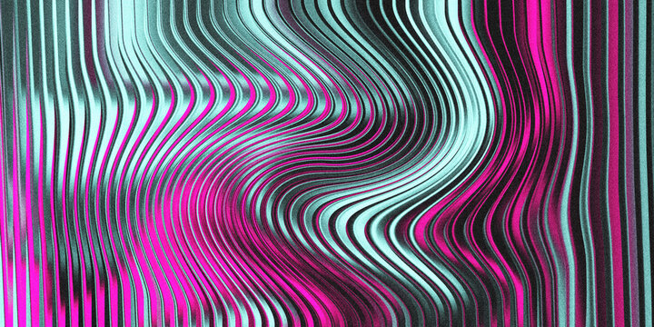 Abstract swirling metallic lines in pink and teal creating fluid wave patterns with a central vortex