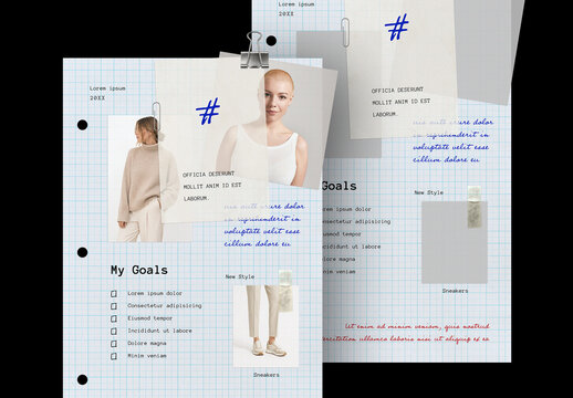 Moodboard Collage Mockup on Grid Paper