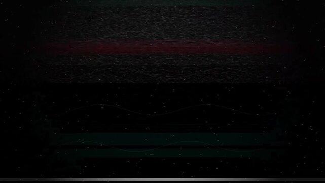 Vintage television static screen with horizontal color bars and subtle starfield overlay glitch effect retro broadcast interference abstract background