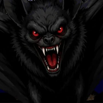 Animation of black bats with haunted house