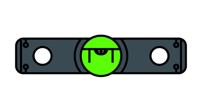 Level tool measurement instrument icon with green bubble and dark housing
