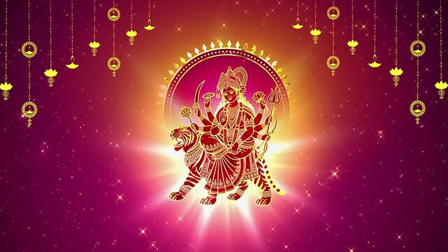 Navaratri Durga Amman Background 4k Golden Glitter 4 version	