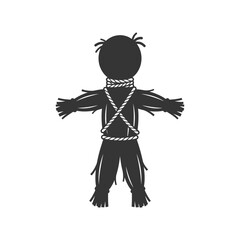 Fototapeta premium Scarecrow figure standing with arms outstretched in minimalist black silhouette style