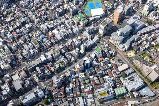 Tokyo Residential Blocks and Rail Corridor from Above